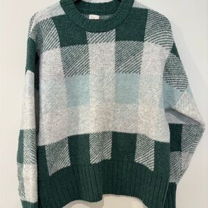 a new day Green and White Checkered Sweater